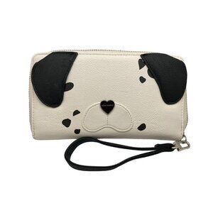 Betsey Johnson Black White Dalmation Puppy Face Wallet Wristlet